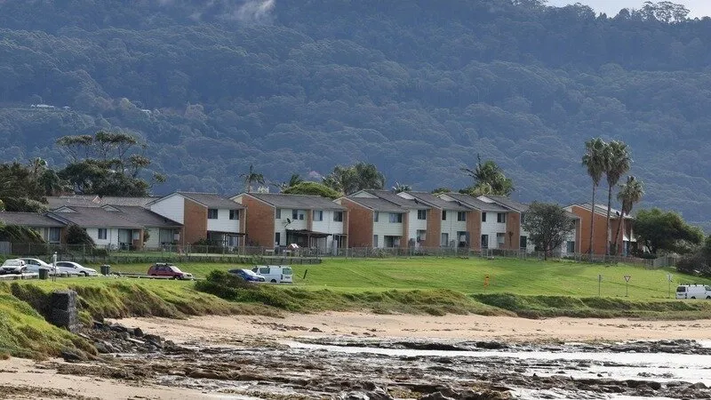 Public housing at Bellambi Estate seen from the beach.